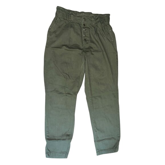 Time And Tru Olive High-Waisted Button Front Tapered Pants Size 12 Womens Green - Picture 4 of 10